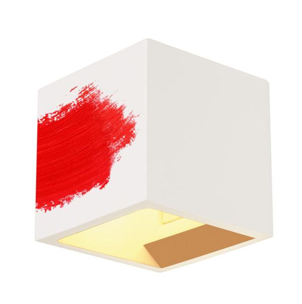 PLASTRA, Wandleuchte, QT14, eckig, Cube, weißer Gips, max. 42 W