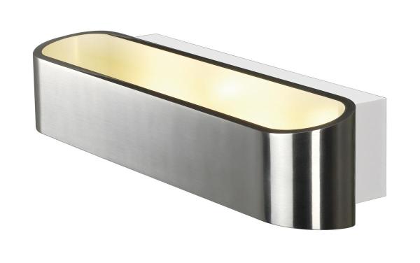 ASSO 300, Wandleuchte, LED, 3000 K, oval, aluminium gebürstet /weiß, L/B/H 30/9,5/7 cm