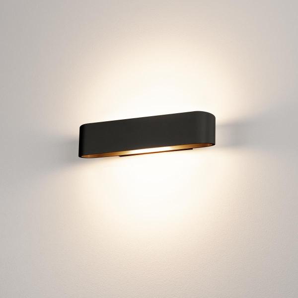 OSSA 300, Wandleuchte, QT-DE12, oval, up/down, schwarz, L/B/H 30/8/6,5 cm, max. 120 W