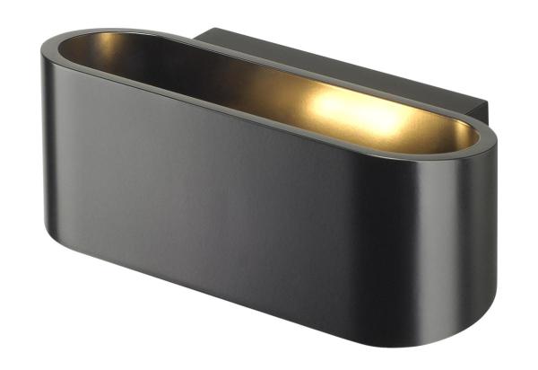 OSSA 180, Wandleuchte, QT-DE12, oval, up/down, schwarz, L/B/H 18/8/7 cm, max. 100 W