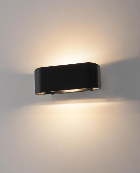 OSSA 180, Wandleuchte, QT-DE12, oval, up/down, schwarz, L/B/H 18/8/7 cm, max. 100 W