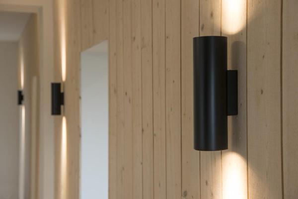 ENOLA B, Wandleuchte, QPAR51, rund, up/down, schwarz, max. 50 W, inkl. Zierring schwarz