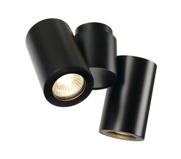 ENOLA B, Wand- Deckenleuchte, zweiflammig, QPAR51, schwarz, max. 100 W