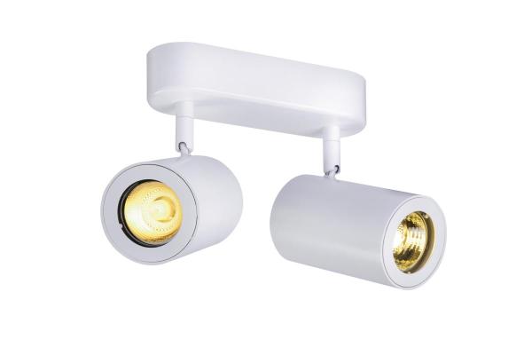 ENOLA B, Wand- und Deckenleuchte, Spot, zweiflammig, QPAR51, weiß, max. 100 W