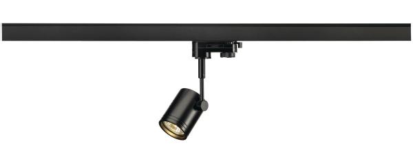 BIMA, Spot für Hochvolt-Stromschiene 3Phasen, einflammig, QPAR51, rund, schwarz matt, max. 50 W, inkl. 3Phasen-Adapter