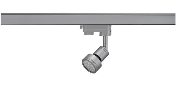 PURI TRACK, Spot für Hochvolt-Stromschiene 3Phasen, QPAR51, silbergrau, max. 50 W, inkl. 3Phasen-Adapter