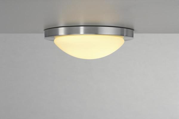 MELAN, Deckenleuchte, A60, rund, aluminium gebürstet, Glas satiniert, max. 60 W