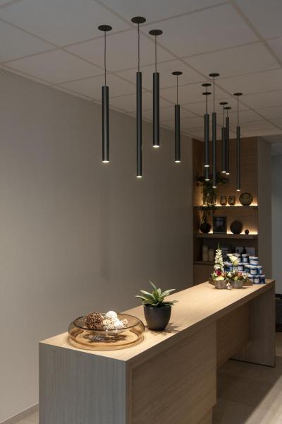 HELIA 40, Pendelleuchte, LED, 3000 K, rund, schwarz, flache Rosette, 9 W