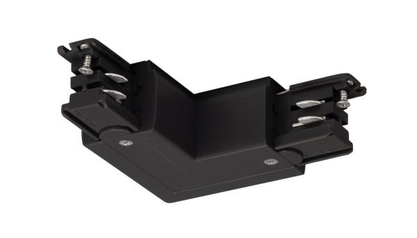 S-TRACK L-Verbinder, Erde innen, mit Einspeisemöglichkeit, PHASE, schwarz