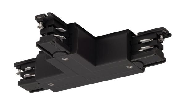 S-TRACK T-Verbinder, rechts, Erde innen, mit Einspeisemöglichkeit, PHASE, schwarz