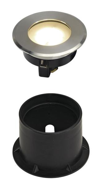 DASAR® FLAT 80, Outdoor Bodeneinbauleuchte, LED, 3000 K, IP67, rund, edelstahl gebürstet, 3,5 W