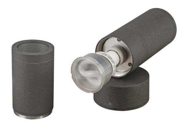 ASTINA, Outdoor Wandleuchte, TCR50-SE, IP44, rund, up/down, anthrazit, max. 44 W