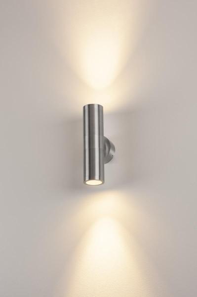 ASTINA, Outdoor Wandleuchte, TCR50-SE, IP44, rund, up/down, aluminium gebürstet, max. 44 W