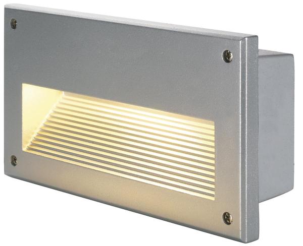 BRICK DOWNUNDER, Outdoor Wandeinbauleuchte, C35, IP44, silbergrau, max. 40 W