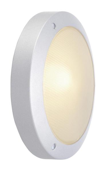 BULAN, Outdoor Wand- und Deckenleuchte, C35, IP44, rund, silbergrau, Glas satiniert, max. 60 W