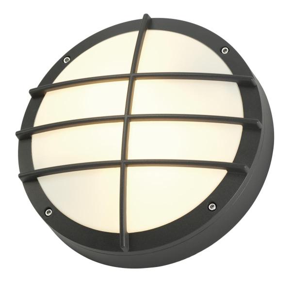 BULAN GRID, Outdoor Wand- und Deckenleuchte, A60, IP55, rund, anthrazit, max. 50 W, PC Cover
