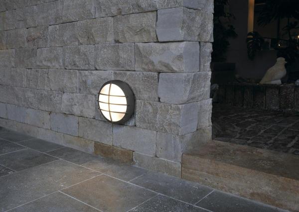 BULAN GRID, Outdoor Wand- und Deckenleuchte, A60, IP55, rund, anthrazit, max. 50 W, PC Cover