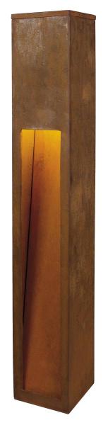 RUSTY® SLOT 80, Outdoor Standleuchte, TC-DSE, IP44, stahl gerostet, L/B/H 12/12/80 cm, max. 11 W