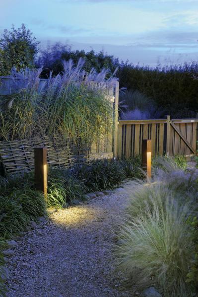 RUSTY® SLOT 80, Outdoor Standleuchte, TC-DSE, IP44, stahl gerostet, L/B/H 12/12/80 cm, max. 11 W