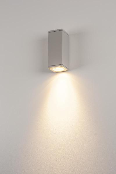 THEO, Outdoor Wandleuchte, QPAR51, eckig, silbergrau, max. 35 W