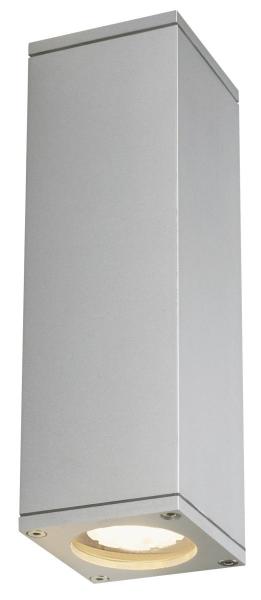 THEO UP/DOWN, Outdoor Wandleuchte, QPAR51, IP44, eckig, up/down, silbergrau, max. 70 W