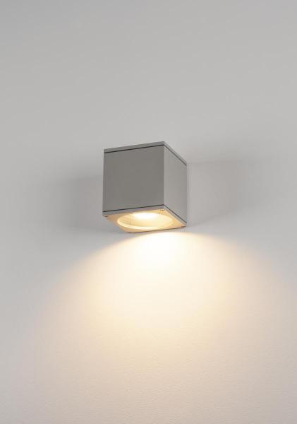 BIG THEO, Outdoor Wandleuchte, QPAR111, IP44, eckig, silbergrau, max. 75 W