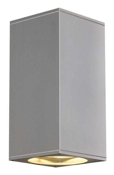 BIG THEO UP/DOWN, Outdoor Wandleuchte, QPAR111, IP44, eckig, up/down, silbergrau, max. 150 W