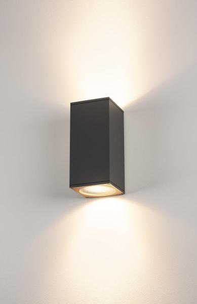 BIG THEO UP/DOWN, Outdoor Wandleuchte, QPAR111, IP44, eckig, up/down, anthrazit, max. 150 W