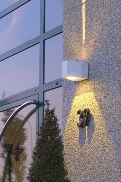 OUT-BEAM, Outdoor Wandleuchte, LED, 3000 K, Beam up/Flood down, silbergrau, IP44