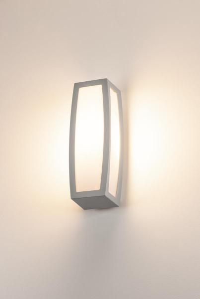 MERIDIAN BOX, Outdoor Wandleuchte, TC-(D,H,T,Q)SE, IP54, silbergrau, max. 20 W