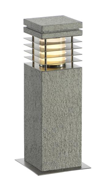 ARROCK GRANITE 40, Outdoor Standleuchte, TC-(D,H,T,Q)SE, IP44, eckig, salt & pepper, Granit, L/B/H 12/12/40 cm, max. 15 W,