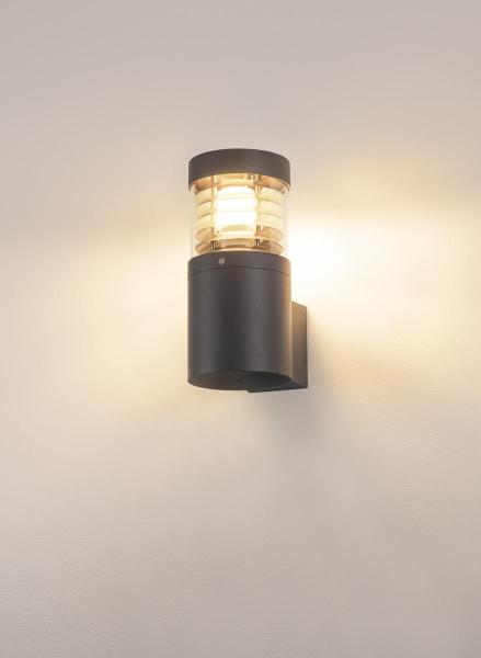 F-POL, Outdoor Wandleuchte, TC-(D,H,T,Q)SE, IP54, rund, anthrazit, max. 20 W