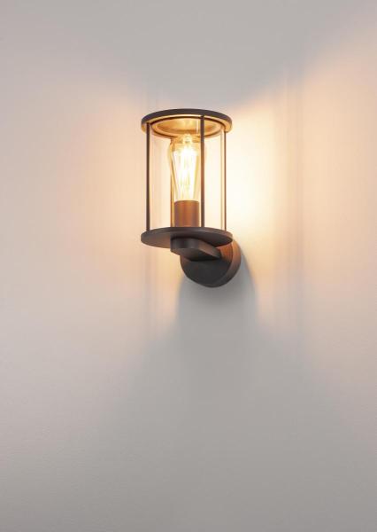 PHOTONIA, Outdoor Wandleuchte, A60, IP55, rund, anthrazit, Glas klar, max. 60 W