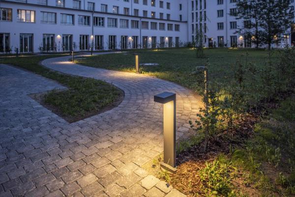 QUADRASYL 75, Outdoor Standleuchte, Energiesparleuchte GX53, IP44, eckig, anthrazit, L/B/H 19/22,5/75 cm, max. 11 W