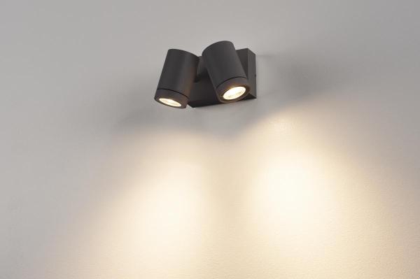 HELIA, Outdoor Wandleuchte, zweiflammig, LED, 3000 K, IP55, anthrazit, schwenkbar, 2x8 W