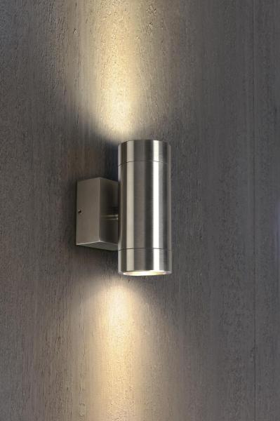 ASTINA STEEL, Outdoor Wandleuchte, QPAR51, IP44, rund, edelstahl 304, max. 70 W