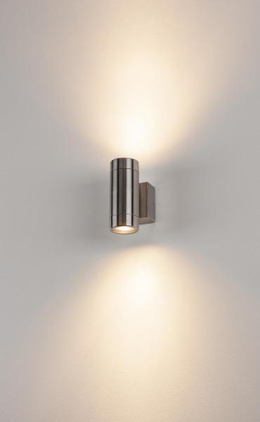 ASTINA STEEL, Outdoor Wandleuchte, QPAR51, IP44, rund, edelstahl 304, max. 70 W