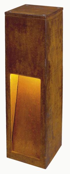 RUSTY® SLOT 50, Outdoor Standleuchte, LED, 3000 K, stahl gerostet, L/B/H 12/12/50 cm