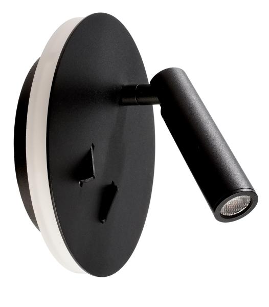 Wandaufbauleuchte - Brahe IV Rund, 8,5 W, 3000 K, Schwarz