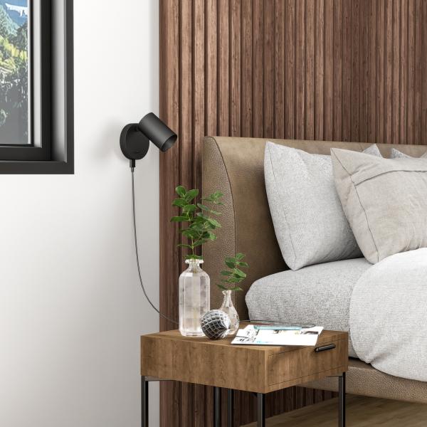 Leseleuchte - Can Tilt Round USB, 1x 7,5 W GU10, Schwarz