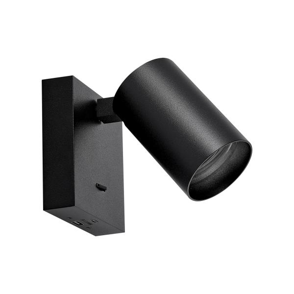 Leseleuchte - Can Tilt Square USB Base, 1x 7,5 W GU10, Schwarz