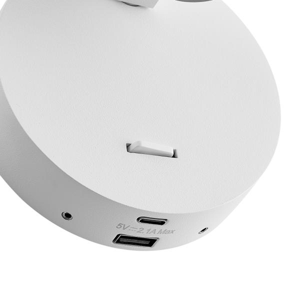 Leseleuchte - Can Tilt Round USB Base, 1x 7,5 W GU10, Weiß