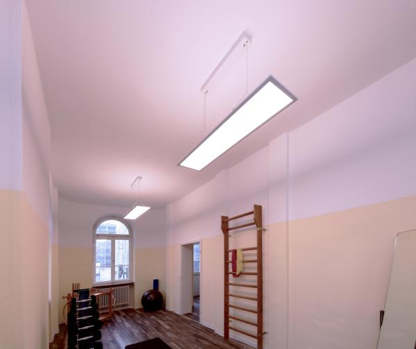 Pendelleuchte - LED Panel transparent, Eckig, 50 W, DIM, 3000/4000 K, Hellgrau