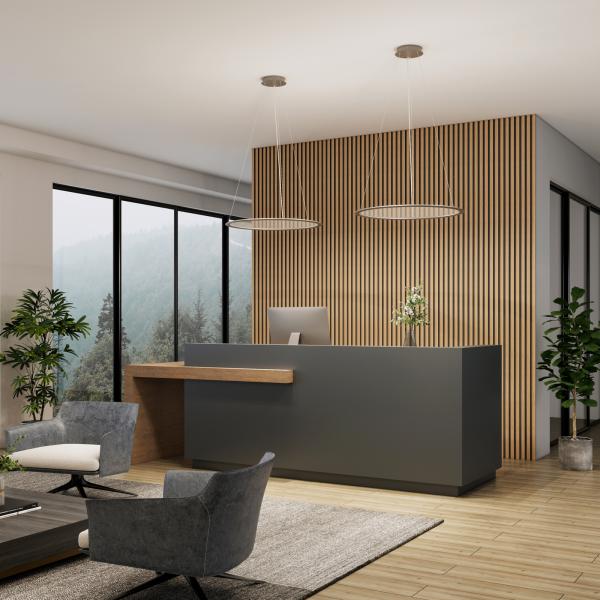 Pendelleuchte - LED Panel, transparent rund, 50 W, DIM, 3000/3500/4000 K, Hellgrau