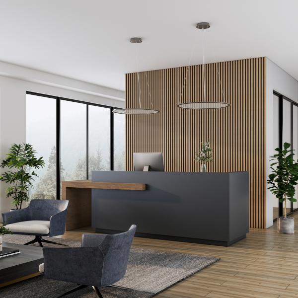 Pendelleuchte - LED Panel, transparent rund, 50 W, DIM, 3000/3500/4000 K, Hellgrau