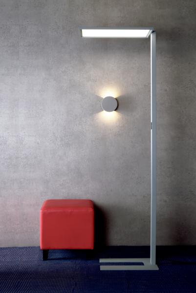 Stehleuchte - Office One Transparent, 55 W, Touch DIM, 4000 K, Silber