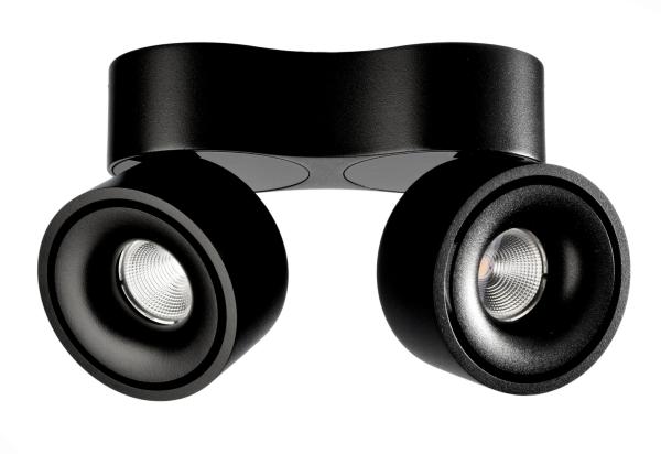 Deckenaufbauleuchte - Uni 2 Double Tilt, 20 W, DIM, 3000 K, Schwarz