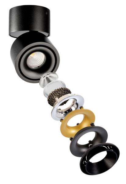 Deckenaufbauleuchte - Uni 2 Mini Tilt, 8 W, DIM, 3000 K, Schwarz