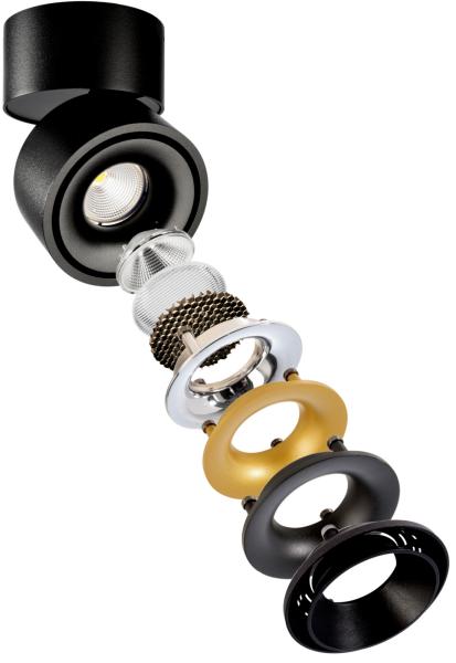 Deckenaufbauleuchte - Uni 2 Tilt, 12 W, DIM, 3000 K, Schwarz