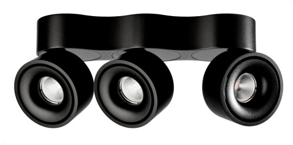 Deckenaufbauleuchte - Uni 2 Triple Tilt, 30 W, DIM, 3000 K, Schwarz